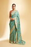 Sea Blue Bandhej Saree