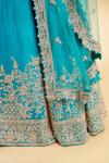 Cyan Blue Raw Silk Lehenga