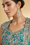 Cyan Blue Raw Silk Lehenga