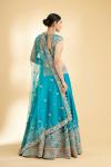 Cyan Blue Raw Silk Lehenga