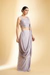 Mauve Shimmer Lycra Drape Saree