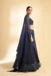 Navy Blue Net Blouse and Organza Lehenga