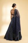 Navy Blue Net Blouse and Organza Lehenga