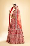 Vermillion Red Raw Silk Lehenga