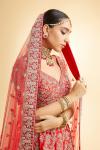 Vermillion Red Raw Silk Lehenga