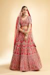 Vermillion Red Raw Silk Lehenga