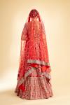 Vermillion Red Raw Silk Lehenga