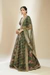 Dark Olive Green Organza Lehenga Set