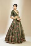 Dark Olive Green Organza Lehenga Set