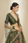 Dark Olive Green Organza Lehenga Set