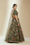 Dark Olive Green Organza Lehenga Set