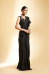 Black Satin Drape Saree