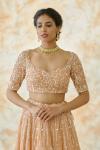 Peach Net Lehenga