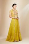 Yellow Banarasi silk Lehenga & Fabric Banarasi silk