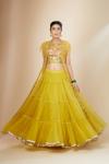 Yellow Banarasi silk Lehenga & Fabric Banarasi silk