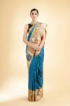 Peacock Blue and Beige Tussar Saree
