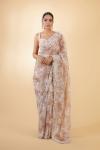 Dusty Peach Organza Chanderi Saree