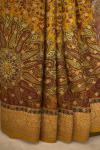 Banarasi Crepe Mustard Printed Silk Saree