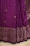 Purple Wine Banarasi Tussar Silk Saree