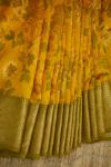 Mango Yellow Floral Printed Kanjivaram Silk Saree