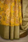 Mango Yellow Floral Printed Kanjivaram Silk Saree