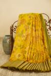 Mango Yellow Floral Printed Kanjivaram Silk Saree