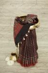 Rosewood Ajrakh Print Silk Saree