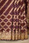 Wine Banarasi Embroidered Bandhani Silk Saree