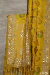 Mango Yellow Banarasi Embroidered Tussar Silk Saree