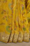 Mango Yellow Banarasi Embroidered Tussar Silk Saree