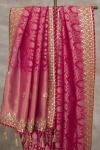 Pink Banarasi Embroidered Bandhani Saree