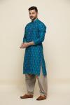 Cobalt Blue Ikat Pathani Suit