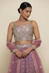 Puce Pink and Stardust Chikankari Georegette Lehenga