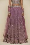 Puce Pink and Stardust Chikankari Georegette Lehenga