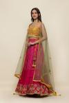 Magenta and Yellow Chiffon Lehenga