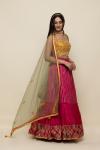 Magenta and Yellow Chiffon Lehenga