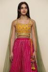 Magenta and Yellow Chiffon Lehenga