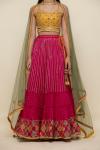 Magenta and Yellow Chiffon Lehenga