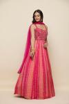 Pink Bandhani Silk Anarkali Suit