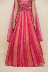 Pink Bandhani Silk Anarkali Suit