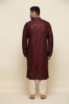 Maroon Raw Silk Kurta Set