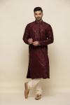 Maroon Raw Silk Kurta Set