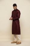 Maroon Raw Silk Kurta Set