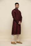 Maroon Raw Silk Kurta Set