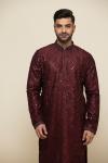 Maroon Raw Silk Kurta Set