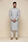 Metallic Grey Silk Kurta Set