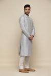 Metallic Grey Silk Kurta Set