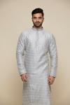 Metallic Grey Silk Kurta Set