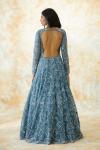 Dusty Blue Embroidered Net Gown