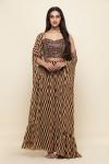 Brown Georegette Sharara Cape suit